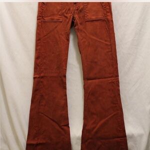Super cute burnt orange flare jeans.